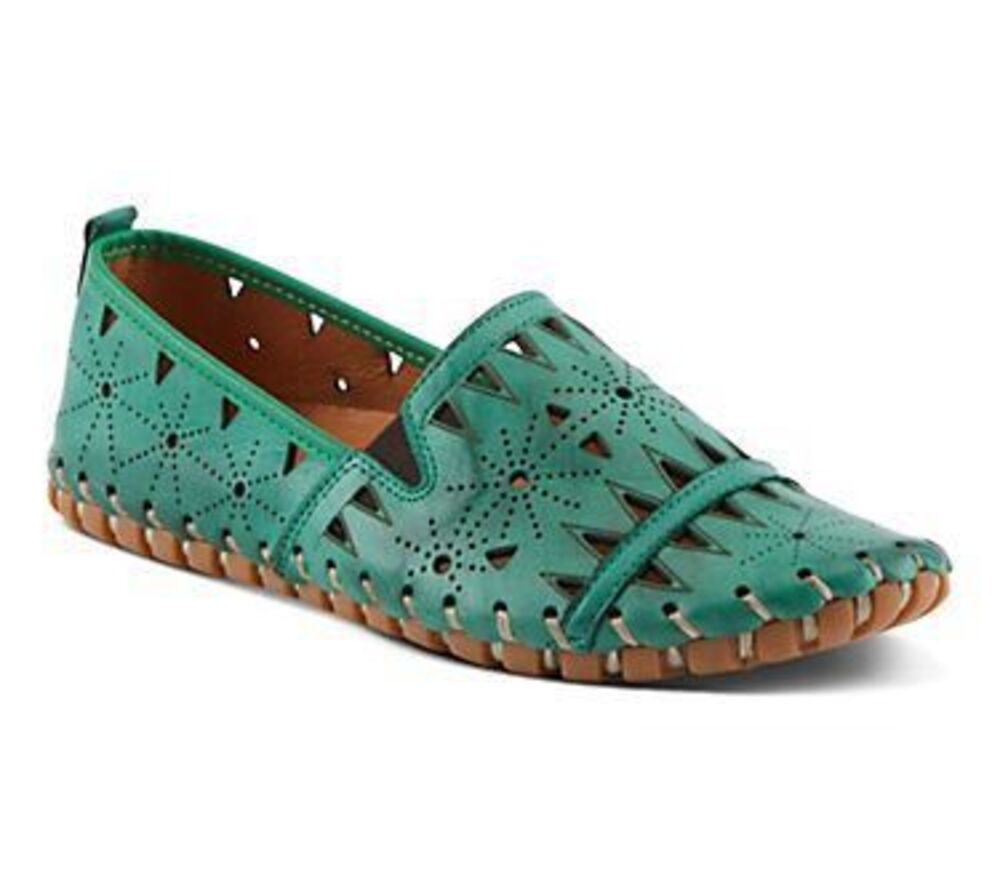 Spring Step Fusaro Leather Cutout Slip On Comfort Flats Bohemian green EUR 37 6.